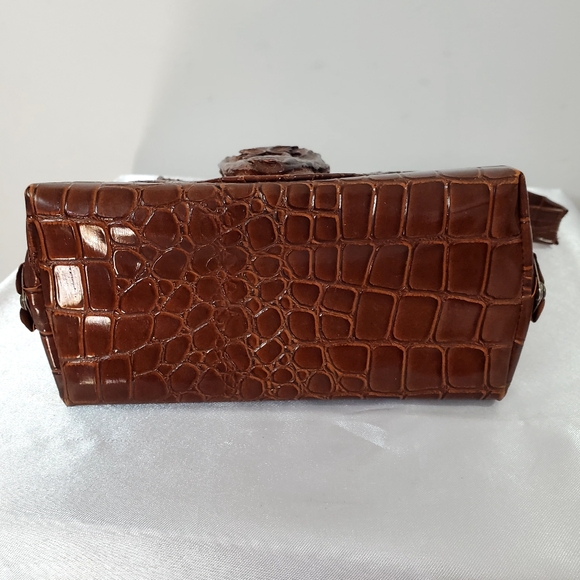 Vintage 70s Alligator Satchel Genuine Reptile Skin - Picture 8 of 12